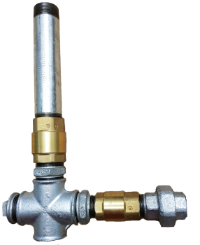 Pumpenstock zum Anschluß von Schwengelpumpe und E-Pumpe