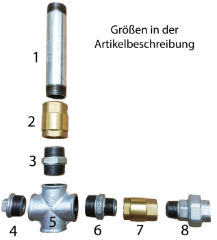Pumpenstock zum Anschluß von Schwengelpumpe und E-Pumpe