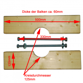 Komplettset - Plunscher 108 mm / Holzzange DN 115 / Ersatzdichtung