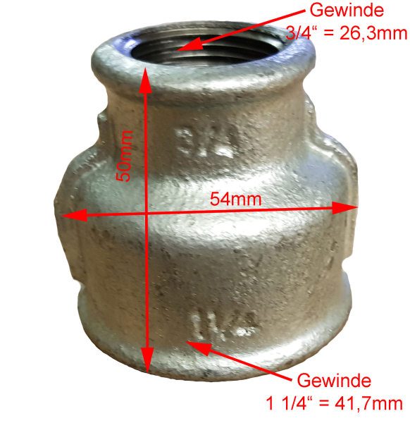 Reduziermuffe IG 1 1/4" auf IG 3/4"