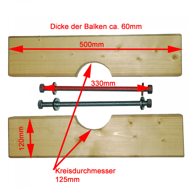 Komplettset - Kiespumpe 108 mm / Holzzange DN 125 / Ersatzdichtung