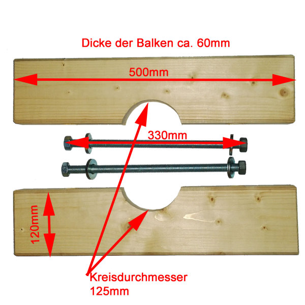Komplettset - Kiespumpe 108 mm / Holzzange DN 125 / Ersatzdichtung